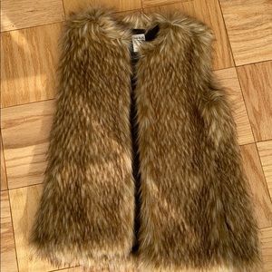 Zara Faux Fur Vest in Warm Tan Brown